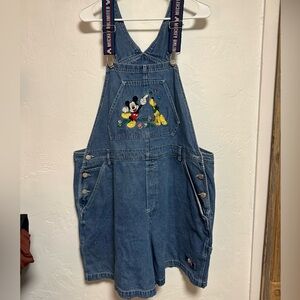 Vintage Disney Blue Denim Mickey & Pluto Embroidered Women’s Overalls